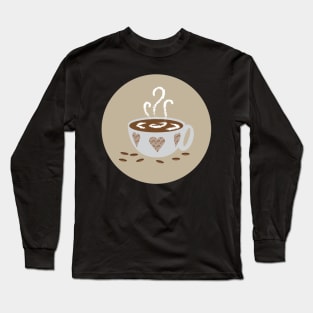 Coffee Cup with Hearts Long Sleeve T-Shirt